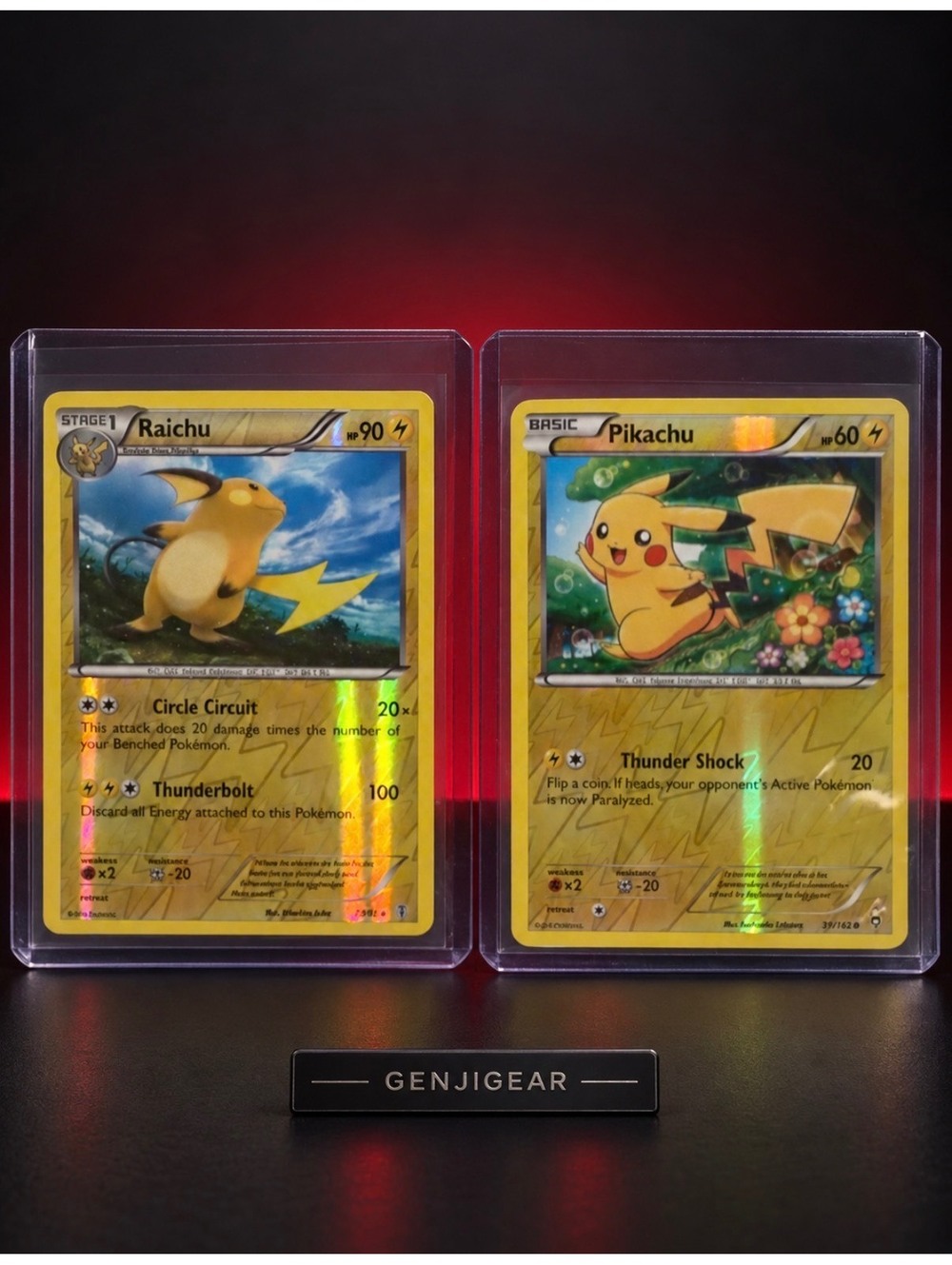 Pokémon Pikachu & Raichu Re.Holo Rare Cards - Vintage Collectible Trading Cards
